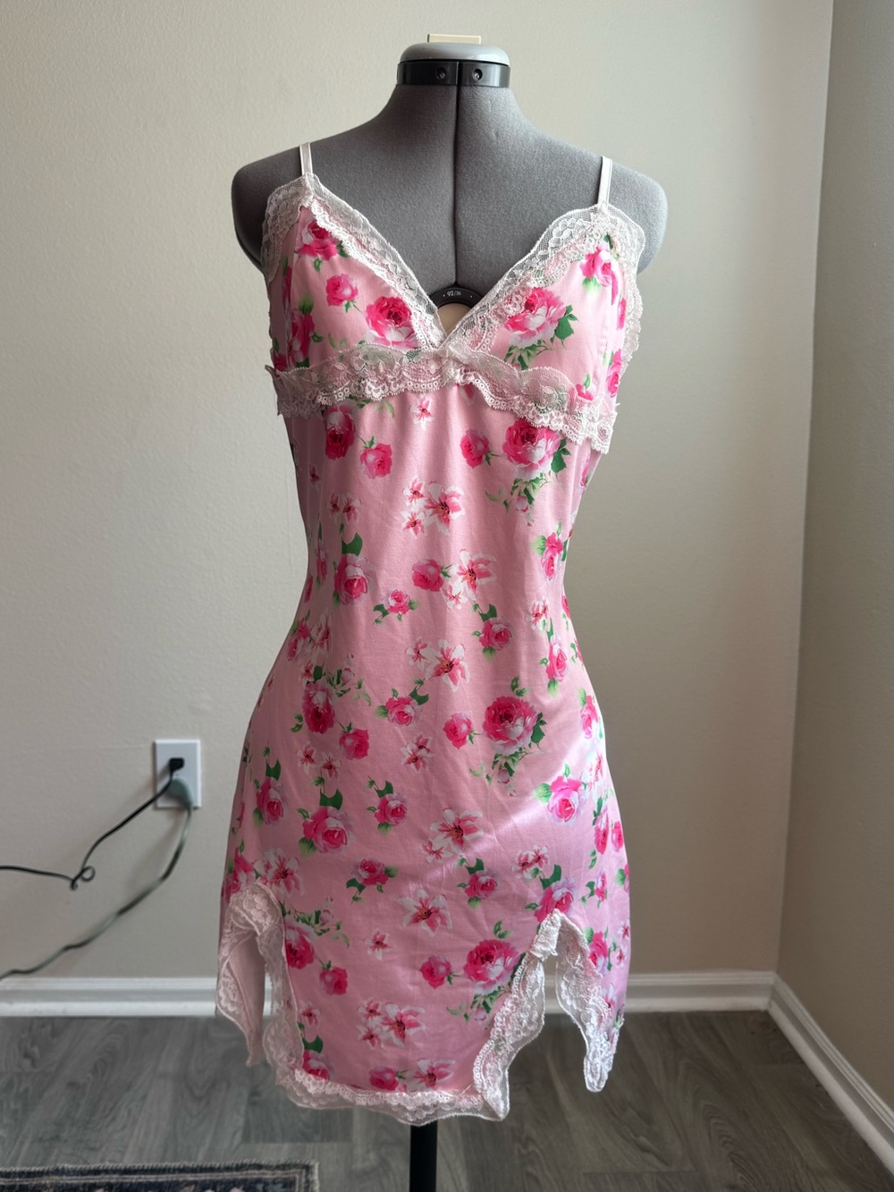 SHEIN pink floral Slip nightgown size large
